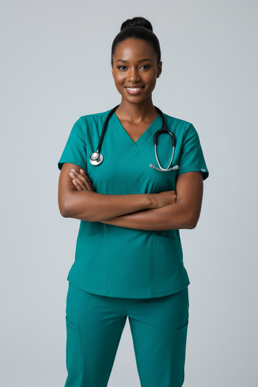 Women's V-Neck Scrub Top - Teal Green