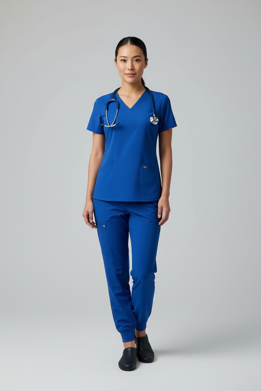 Women's V-Neck Scrub Top - Royal Blue