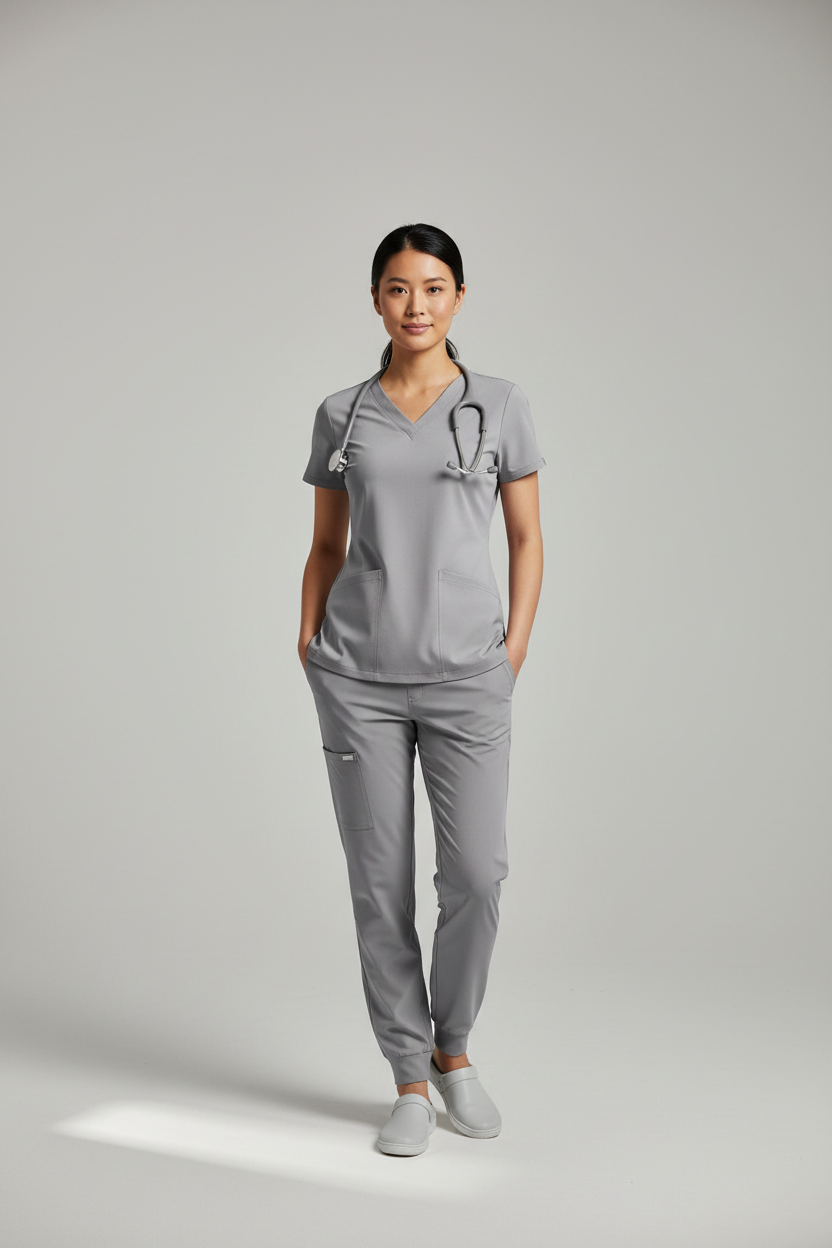 Women's V-Neck Scrub Top - Gray